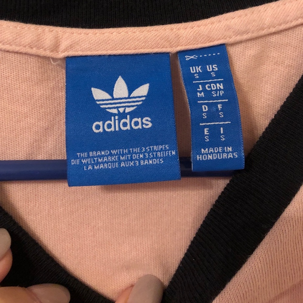 🧘‍♀️NEW: PINK ADIDAS THREE STRIPE T-SHIRT🧘‍♀️ - Picture 7 of 8